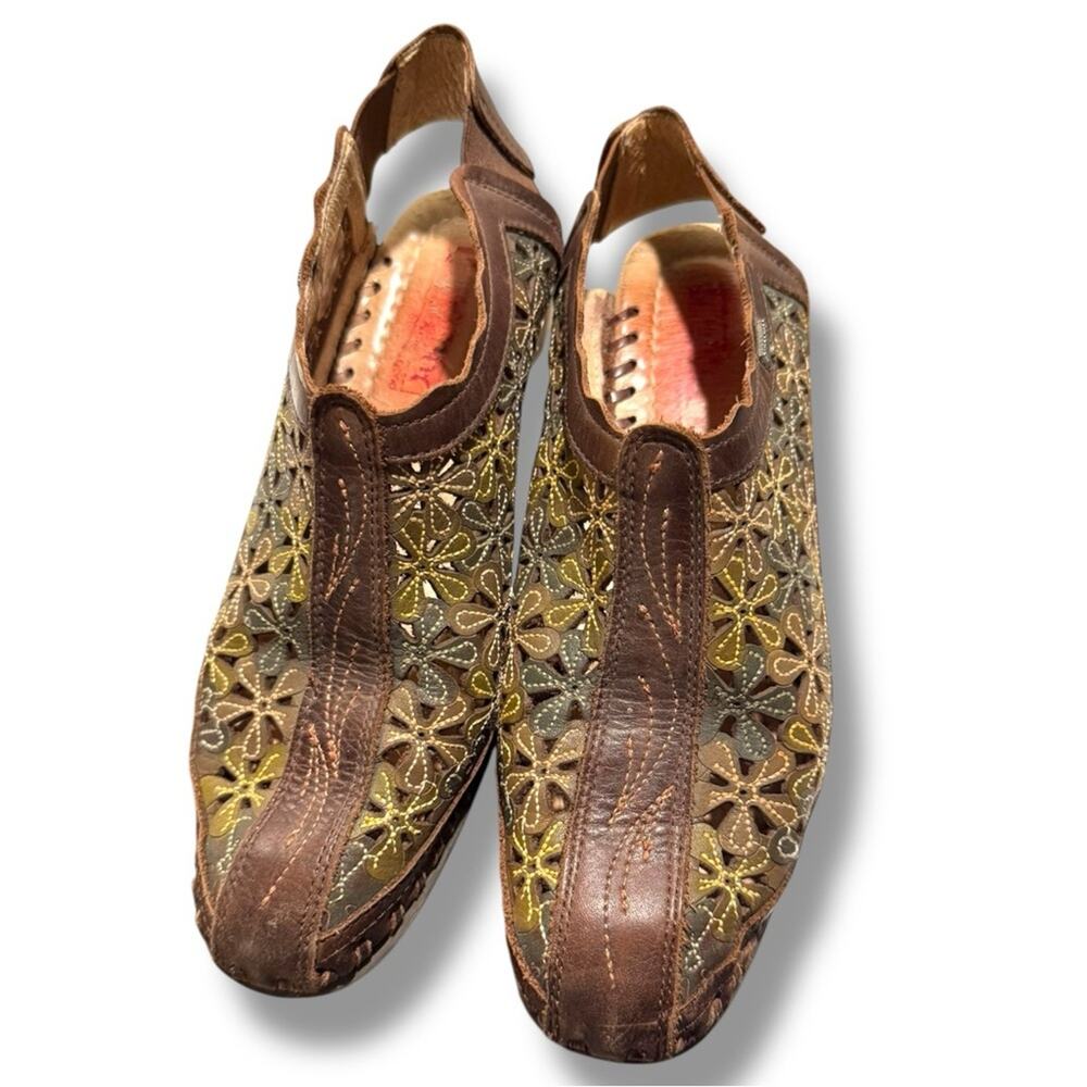 Pikolinos Romana Leather Slingback Boho Laser Cut Mules - Picture 2 of 6
